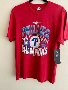 47 Brand Philadelphia Phillies 2022 NLCS Champions T-Shirt Adult Small Red NWT